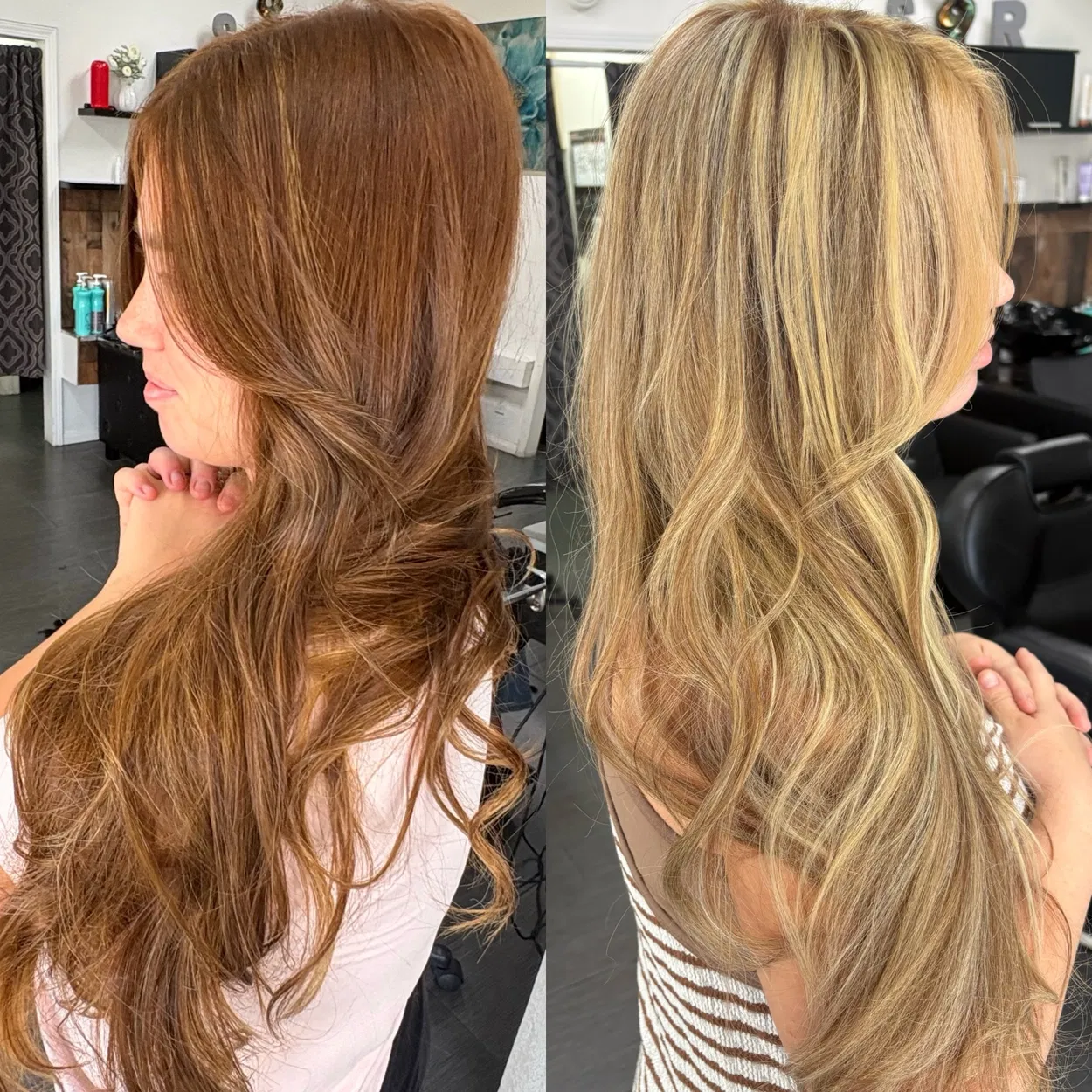 Warm brunette and blonde