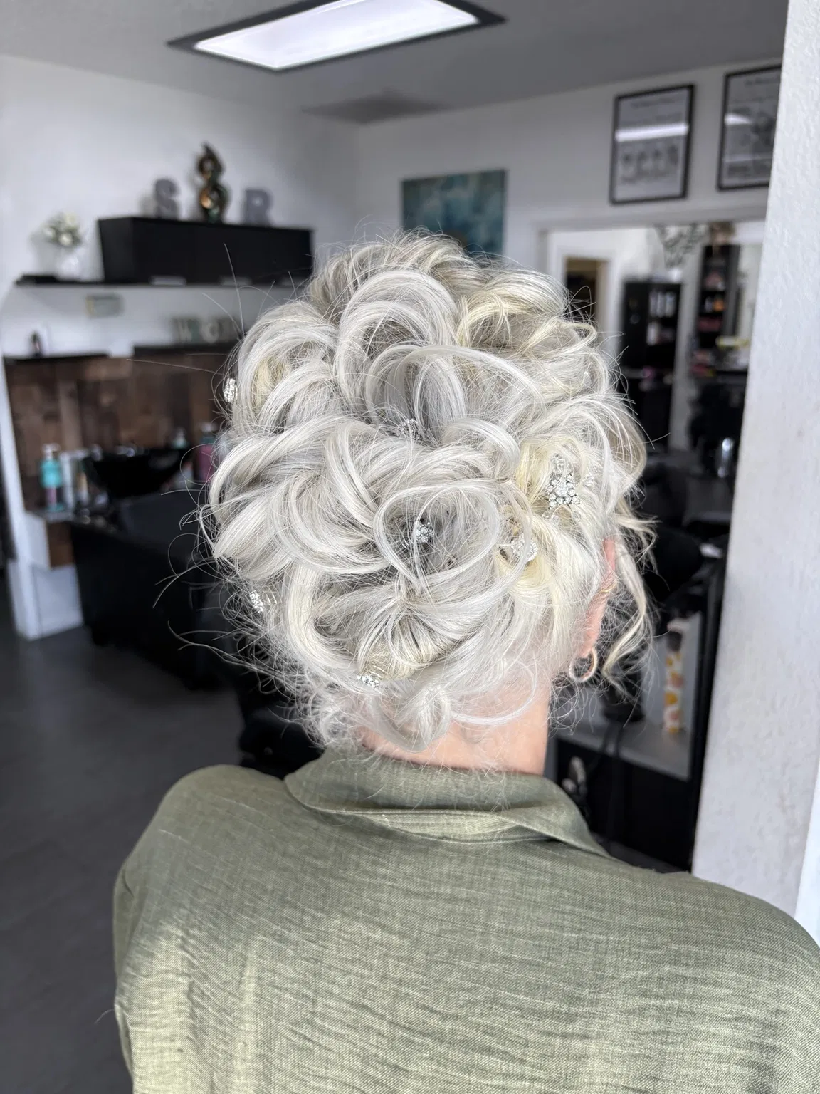 Romantic platinum bridal updo